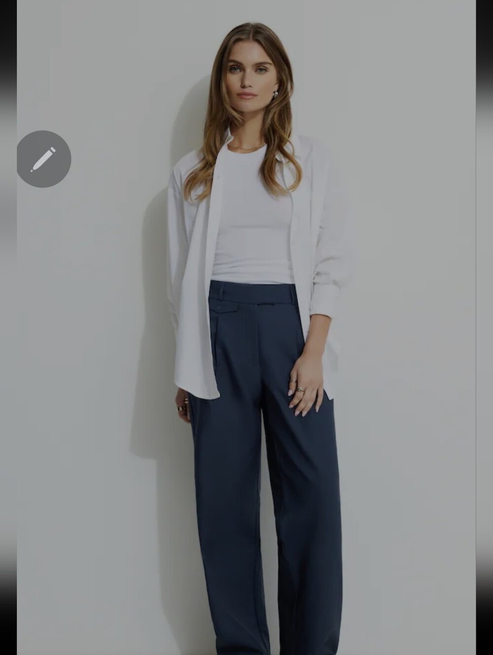 Dynamite Navy High-Waisted Pleated Trousers - Wide Leg